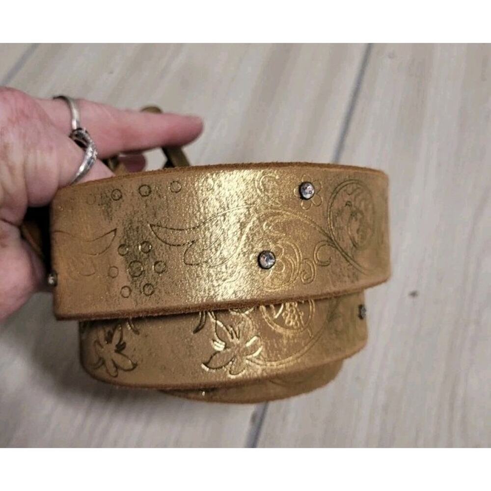 Express Y2K Floral Gold Jeweled Belt Womens Size M USA Made NWT